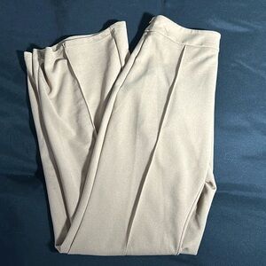 Pleated tan Neutral Work Slacks - Wide Leg